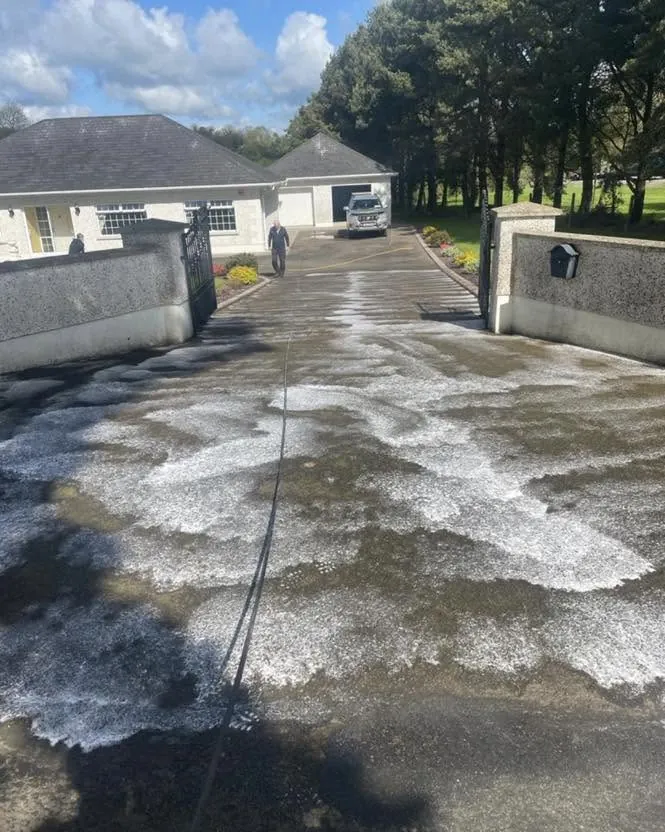 Driveway part way through its clean, Flaherty Roof and Driveways